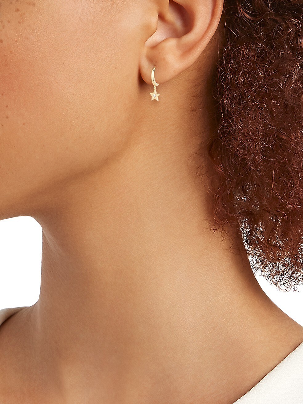 Celestial Star 18K Gold & Diamond Huggie Hoop Earrings