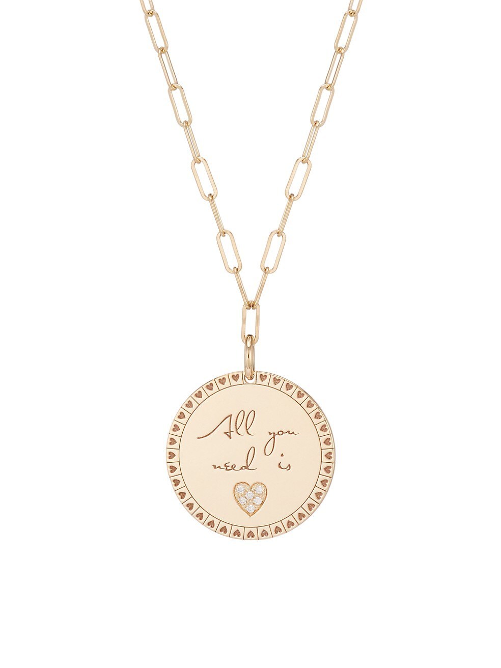 14K Yellow Gold & Diamond All You Need Is Love Pendant Necklace