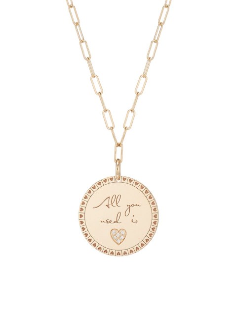 14K Yellow Gold & Diamond All You Need Is Love Pendant Necklace