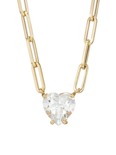 14K Gold White Topaz Paperclip Chain Necklace