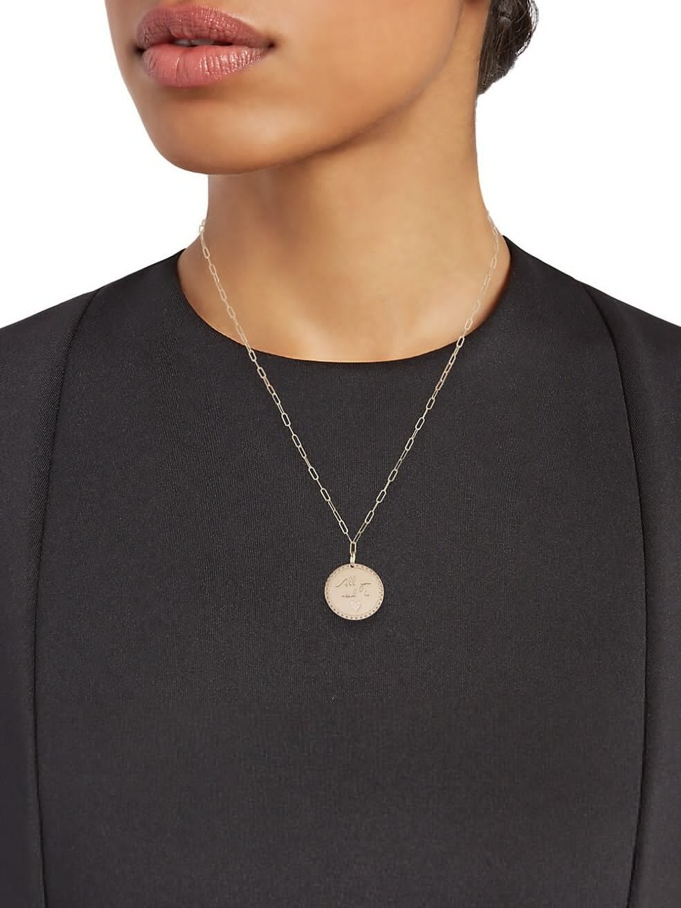 14K Yellow Gold & Diamond All You Need Is Love Pendant Necklace