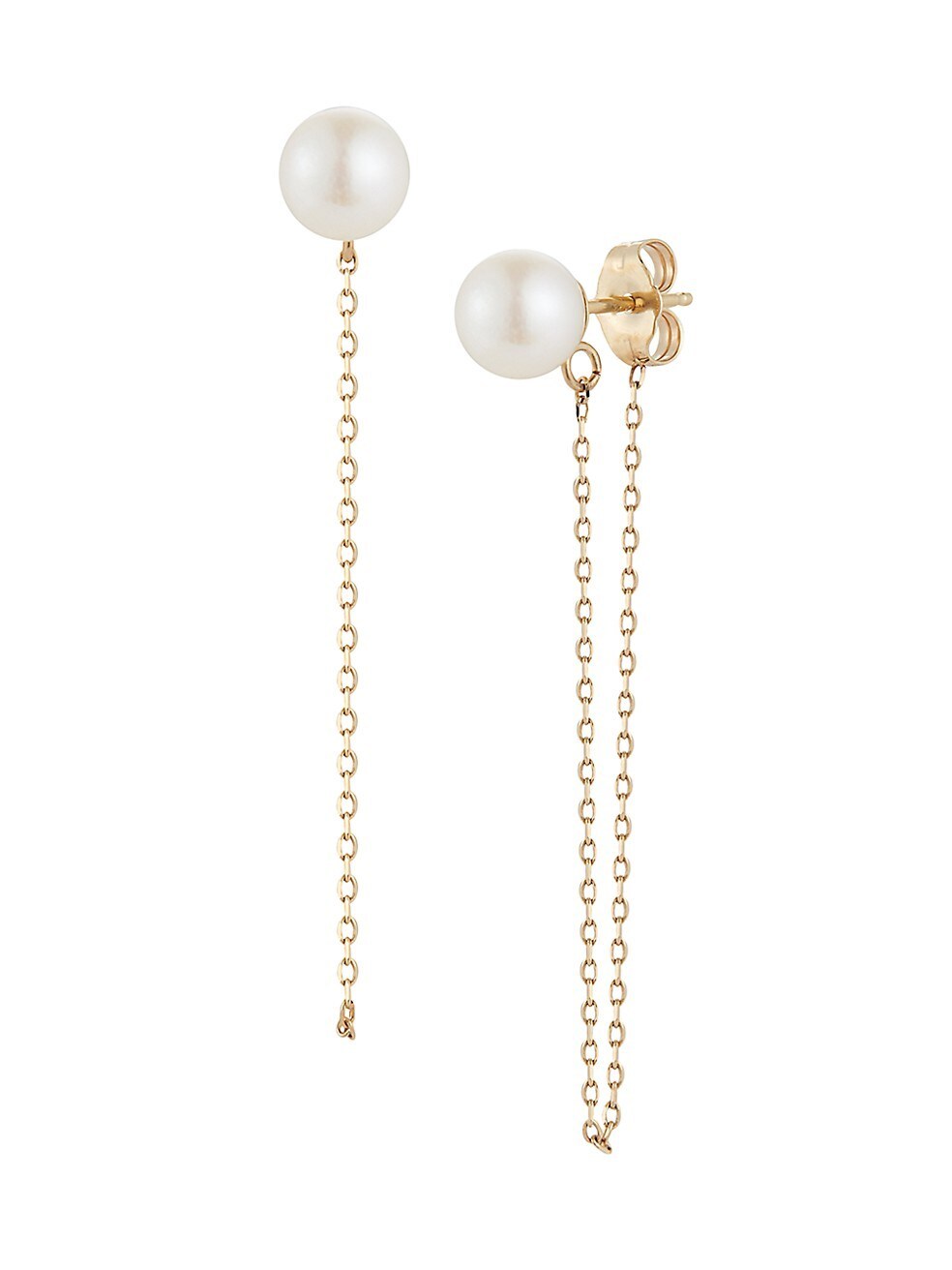 14K Yellow Gold & 6mm Cultured Freshwater Pearl Chain Drop Earrings