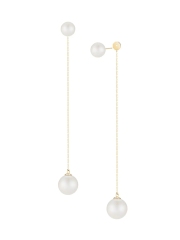 14K Yellow Gold & 6-8mm Cultured Pearl Chain Drop Earrings