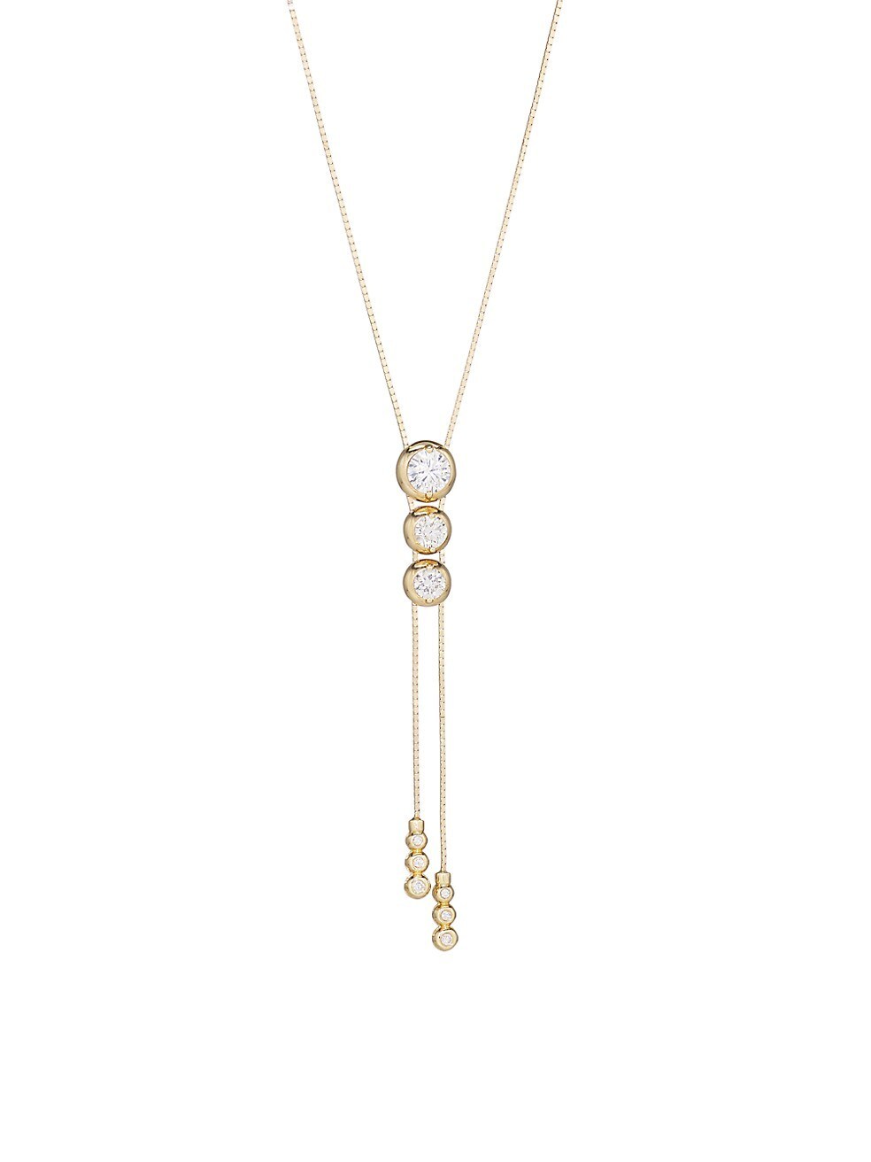 14K Gold & Cubic Zirconia Bezel-Set Graduated Lariat Necklace
