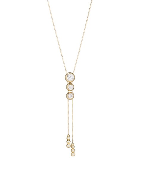 14K Gold & Cubic Zirconia Bezel-Set Graduated Lariat Necklace