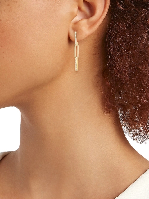 14K Gold & Diamond Paperclip-Link Drop Earrings