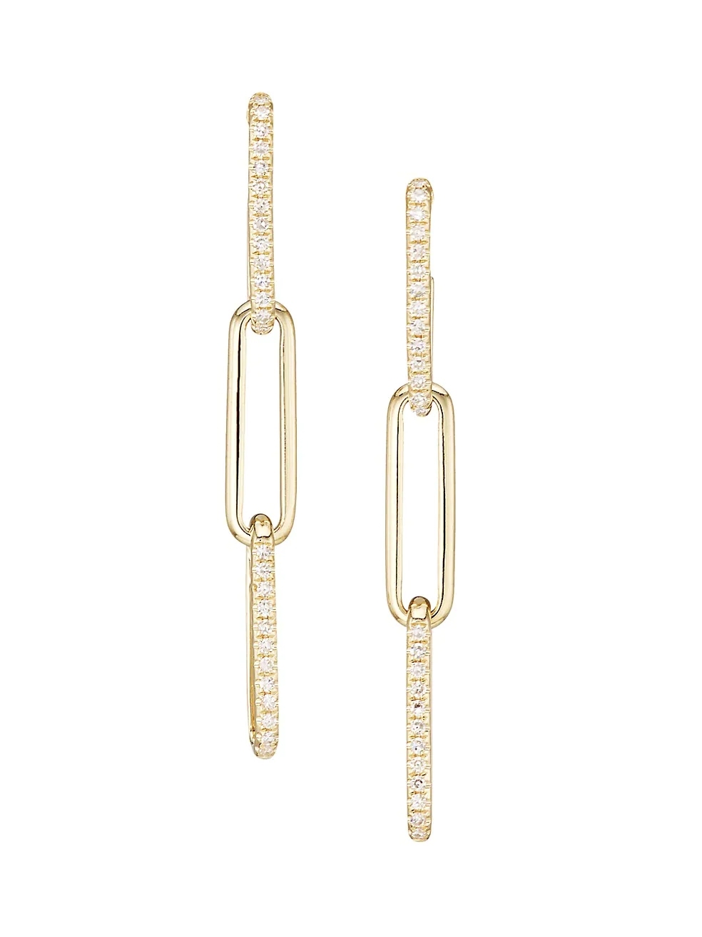 14K Gold & Diamond Paperclip-Link Drop Earrings