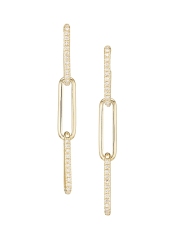 14K Gold & Diamond Paperclip-Link Drop Earrings