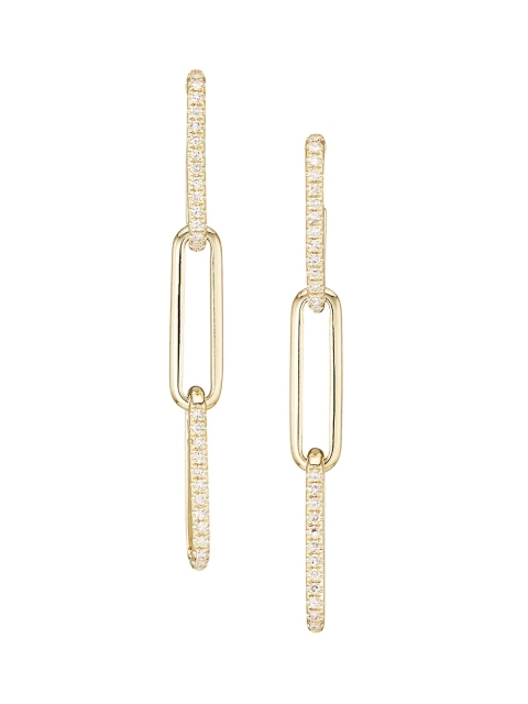 14K Gold & Diamond Paperclip-Link Drop Earrings