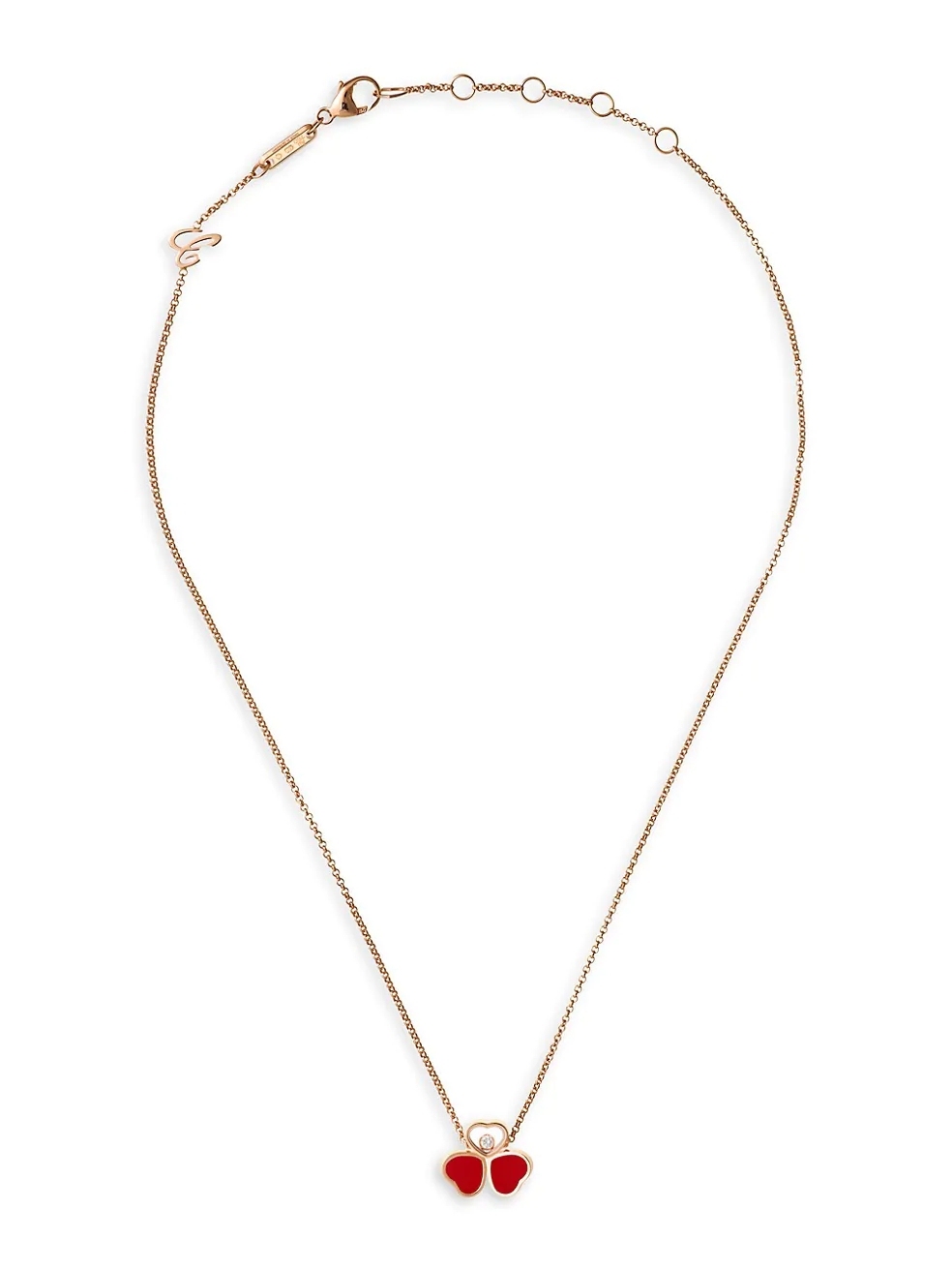 Happy Hearts Wings 18K Rose & Diamond Pendant Necklace