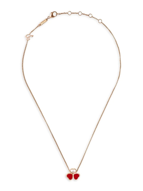 Happy Hearts Wings 18K Rose & Diamond Pendant Necklace