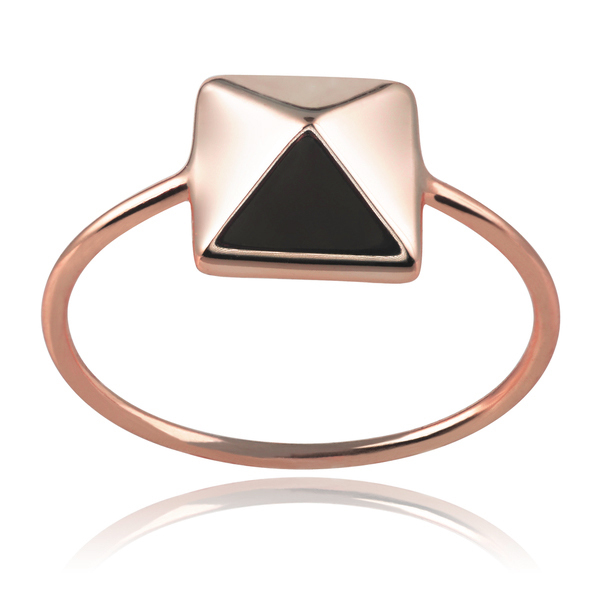 German Jewelry 925 Sterling Silver Women Pyramind Open Ring 7#