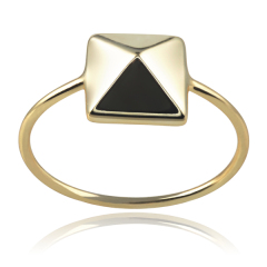German Jewelry 925 Sterling Silver Women Pyramind Open Ring 7#