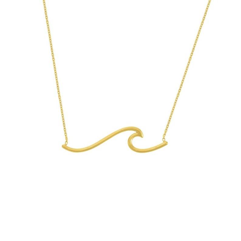 Non-tarnish Wave Necklace, Wave Necklace, Gold Wave Necklace, Surfer Necklace, Beach Jewelry, Wave, Layering Necklace, For Best Friend,
