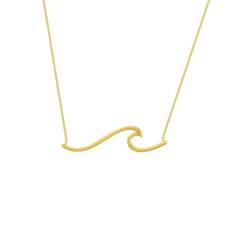 Non-tarnish Wave Necklace, Wave Necklace, Gold Wave Necklace, Surfer Necklace, Beach Jewelry, Wave, Layering Necklace, For Best Friend,