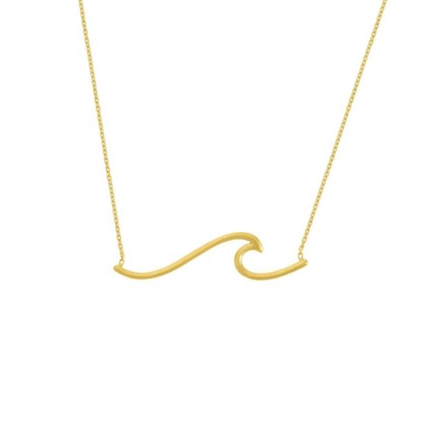 Non-tarnish Wave Necklace, Wave Necklace, Gold Wave Necklace, Surfer Necklace, Beach Jewelry, Wave, Layering Necklace, For Best Friend,
