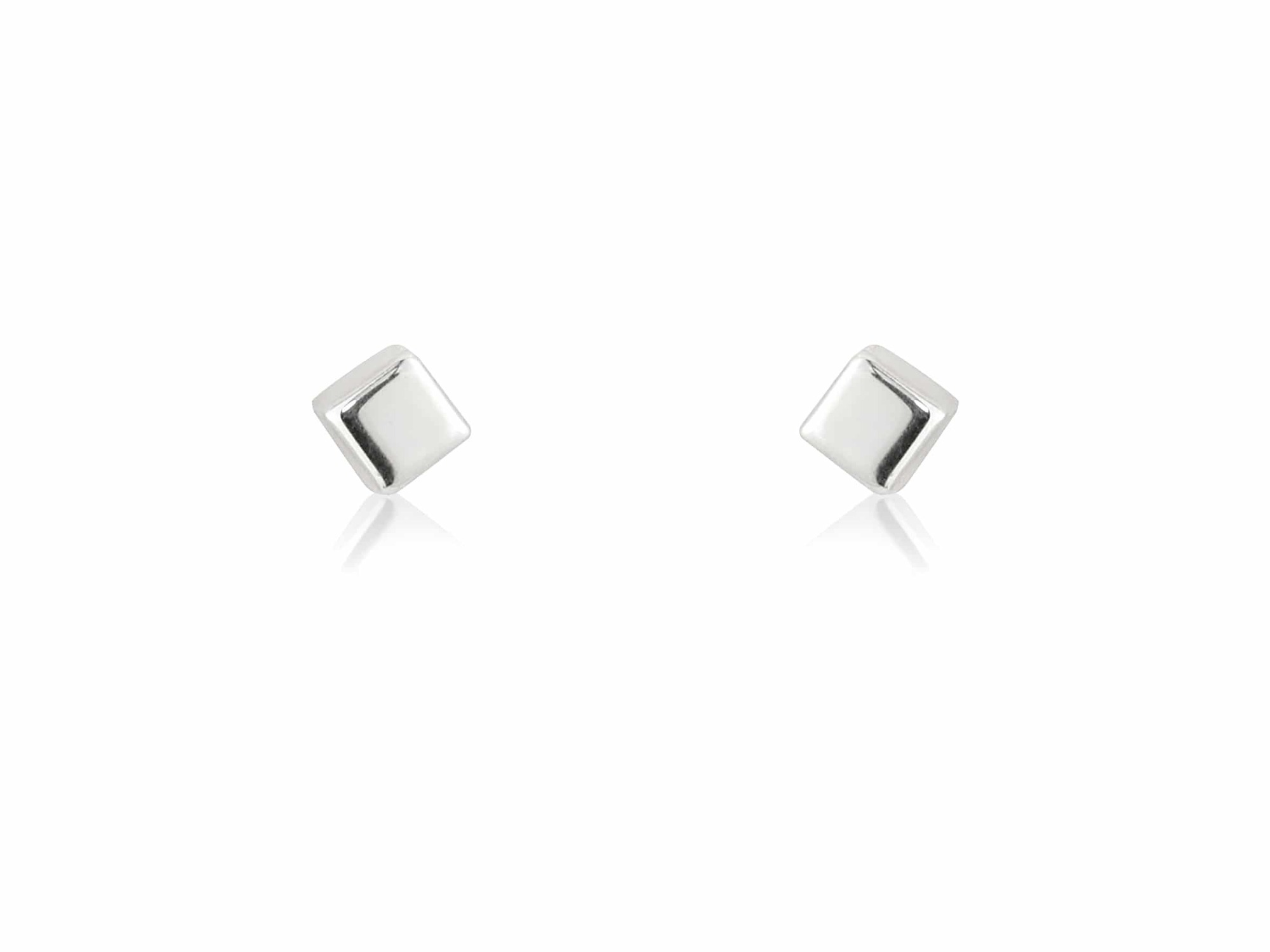 Landou Jewelry Small White Gold Cube Stud Earrings