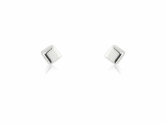 Landou Jewelry Small White Gold Cube Stud Earrings