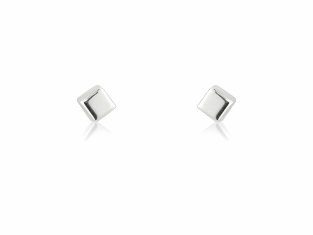 Landou Jewelry Small White Gold Cube Stud Earrings