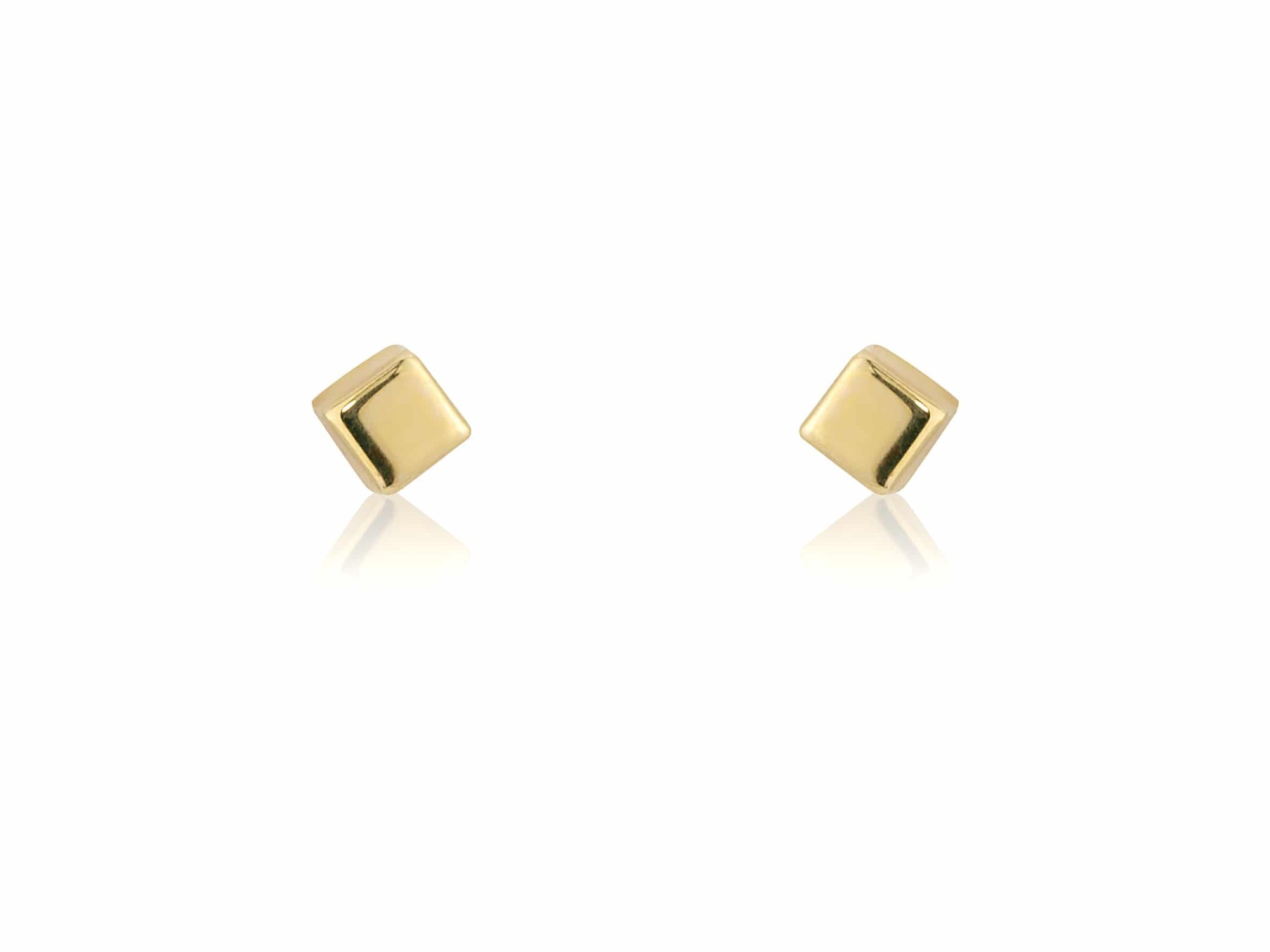 Landou Jewelry Small White Gold Cube Stud Earrings