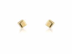 Landou Jewelry Small White Gold Cube Stud Earrings