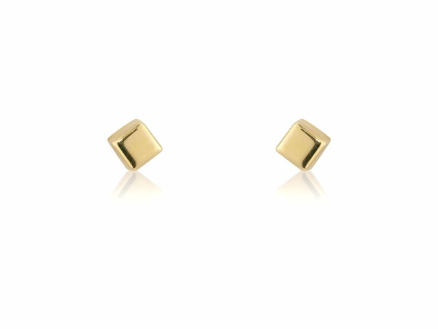 Landou Jewelry Small White Gold Cube Stud Earrings
