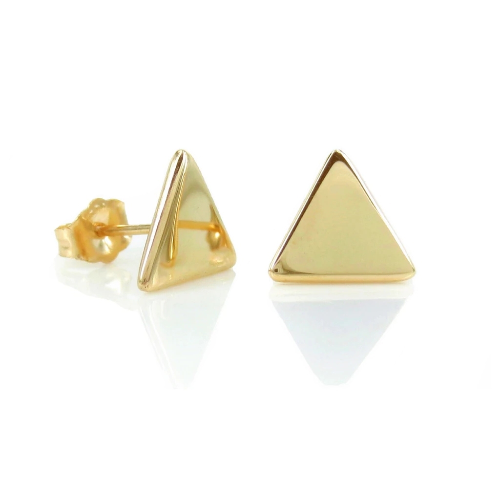 Landou Jewelry 14K Yellow Gold Triangle Stud Earrings