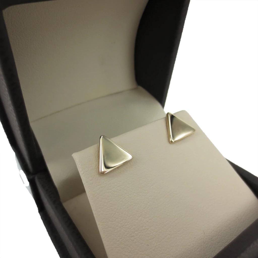 Landou Jewelry 14K Yellow Gold Triangle Stud Earrings