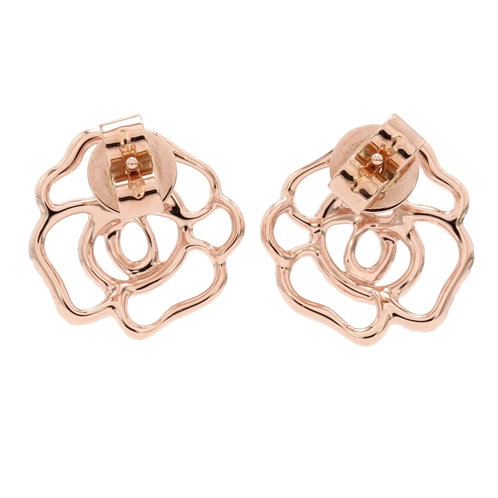 18K Rose Gold Pave Cubic Zirconia Open Flower Stud Earrings
