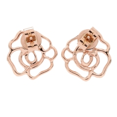 18K Rose Gold Pave Cubic Zirconia Open Flower Stud Earrings