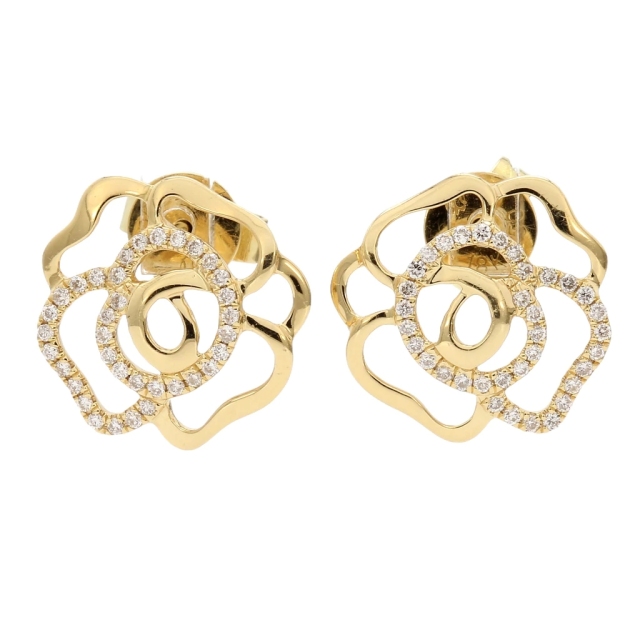 18K Rose Gold Pave Cubic Zirconia Open Flower Stud Earrings