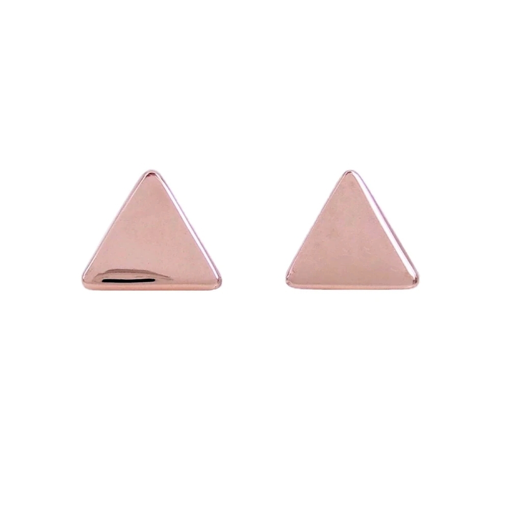 Landou Jewelry 14K Yellow Gold Triangle Stud Earrings