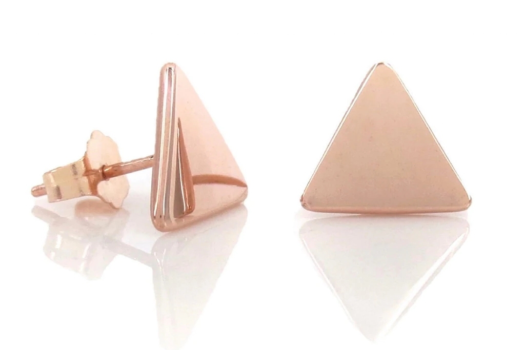 Landou Jewelry 14K Yellow Gold Triangle Stud Earrings