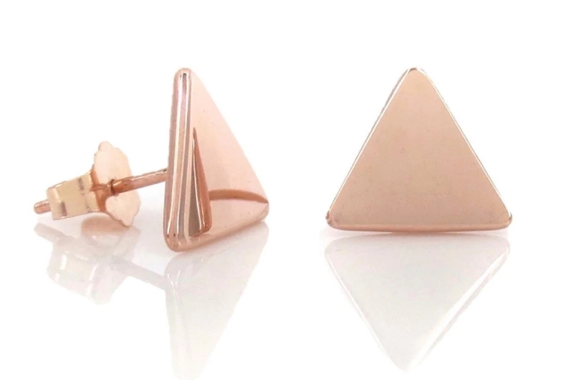 Landou Jewelry 14K Yellow Gold Triangle Stud Earrings