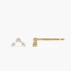 14K Minimal Baguette and Round Cubic Zirconia Earrings
