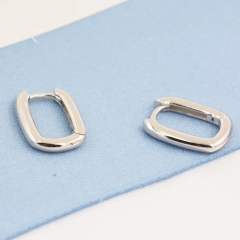 Pair of Mini Rectangular Hoop Earrings in Sterling Silver, Oval Hoop Earrings, Chunky Hoop Earrings, Silver or Gold, Square Hoop Earrings