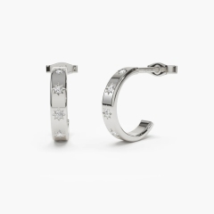 925 Sterling Silver 14K Gold Plated Starsetting Minimal Cubic Zirconia Hoops