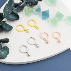 Dangle Ball Hoop Earrings in Sterling Silver, Dangle Hoop Earrings, Silver, Gold or Rose Gold, Silver Ball Huggie Hoops