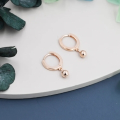 Dangle Ball Hoop Earrings in Sterling Silver, Dangle Hoop Earrings, Silver, Gold or Rose Gold, Silver Ball Huggie Hoops