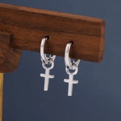 Sterling Silver Cross Hoop Earrings, 8mm or 10mm, Detachable Charm Hoop Earrings, Cross Earrings, Silver or Gold, Interchangeable
