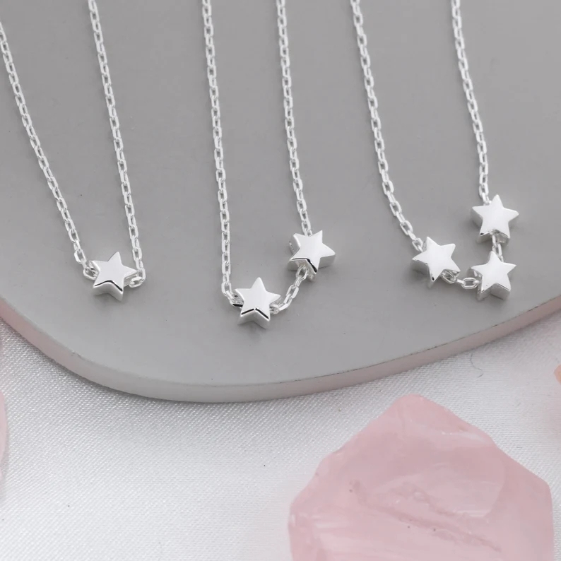 Extra Tiny Star Necklace in Sterling Silver, Custom Necklace, Adjustable Length, Extra Small Pendant, 16 inch to 18 inch