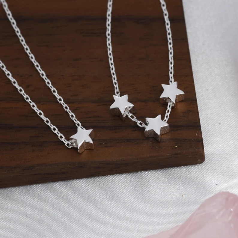 Extra Tiny Star Necklace in Sterling Silver, Custom Necklace, Adjustable Length, Extra Small Pendant, 16 inch to 18 inch