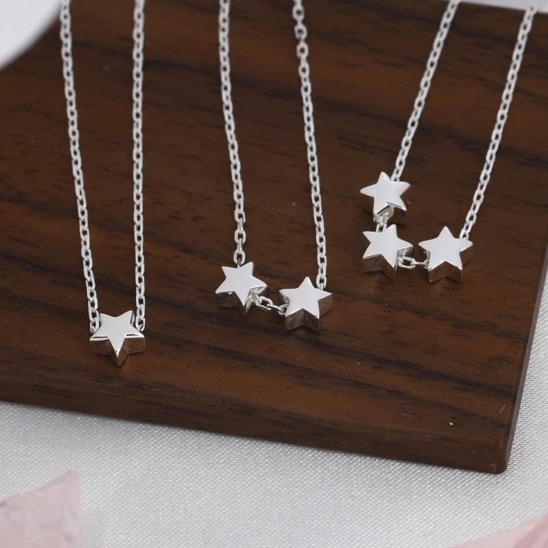 Extra Tiny Star Necklace in Sterling Silver, Custom Necklace, Adjustable Length, Extra Small Pendant, 16 inch to 18 inch