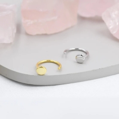 Tiny Dot Huggie Hoop Earrigns in Sterling Silver, Circle Earrings, Open Hoop Earrings, Pull- Through Threader Earrings, Half Hoop Earrings