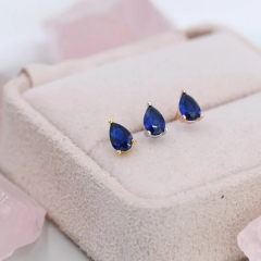 Sterling Silver Sapphire Blue Droplet Earrigns, Pear Cut Sapphire Earrings, September Birthstone CZ Earrings, Silver, Gold or Rose Gold