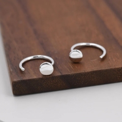 Tiny Dot Huggie Hoop Earrigns in Sterling Silver, Circle Earrings, Open Hoop Earrings, Pull- Through Threader Earrings, Half Hoop Earrings