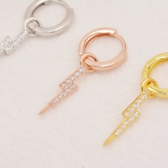 Lightenning Bolt Charm Huggie Hoop Earrings in Sterling Silver with Detachable Charms, Silver, Gold or Rose Gold Lightening Earrings