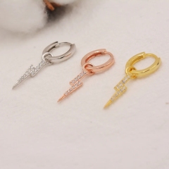 Lightenning Bolt Charm Huggie Hoop Earrings in Sterling Silver with Detachable Charms, Silver, Gold or Rose Gold Lightening Earrings