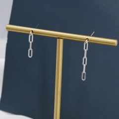 Asymmetric Chain Drop Earrings in Sterling Silver, Silver or Gold, Mismatched Dainty and Delicate Paperclip Chain EarringsGeometric
