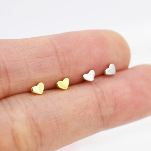 Tiny Heart Stud Earrings in Sterling Silver, Silver or Gold, Dainty Earrings, Extra Tiny, Stacking Earrings, Heart Earrings